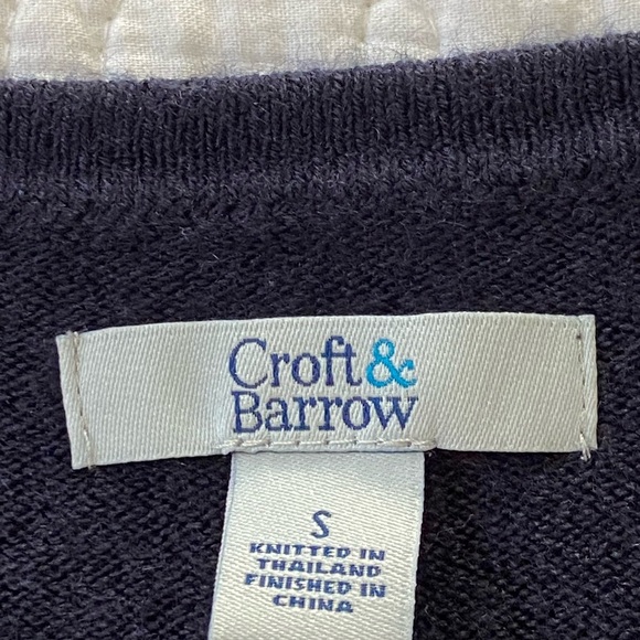 Croft & Barrow Navy Open Front Short Sleeve Cropped Bolero Cardigan Size Small - Picture 3 of 9